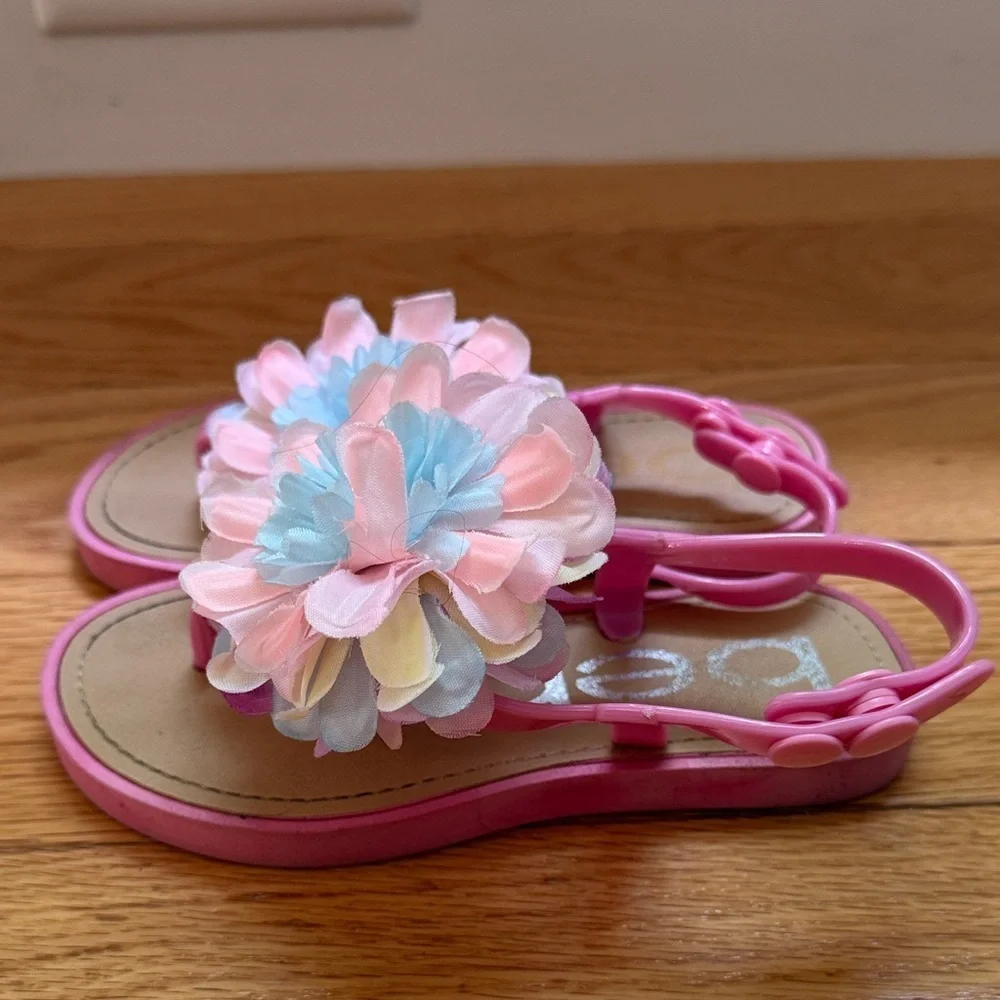 bebe Pink and Blue Floral Kids Sandals